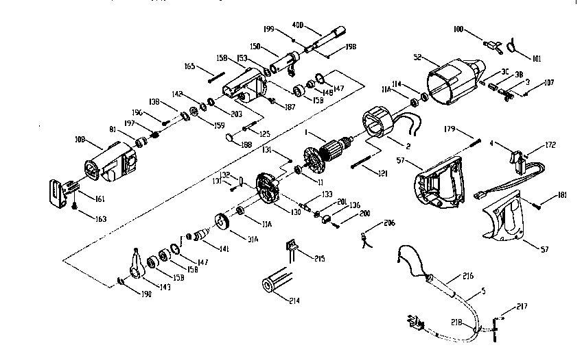 Unit Parts Diagram and Parts List for 737 TYPE 1 Porter Cable Reciprocating Saw